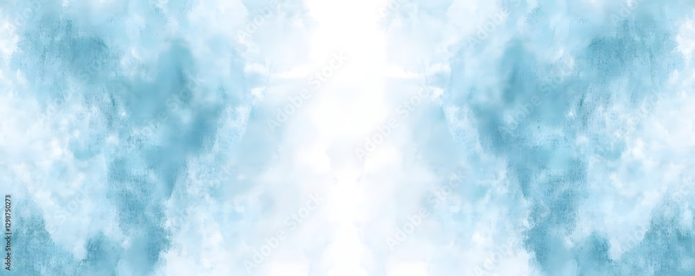 Poster an abstract symmetrical pattern showing a blue and white texture