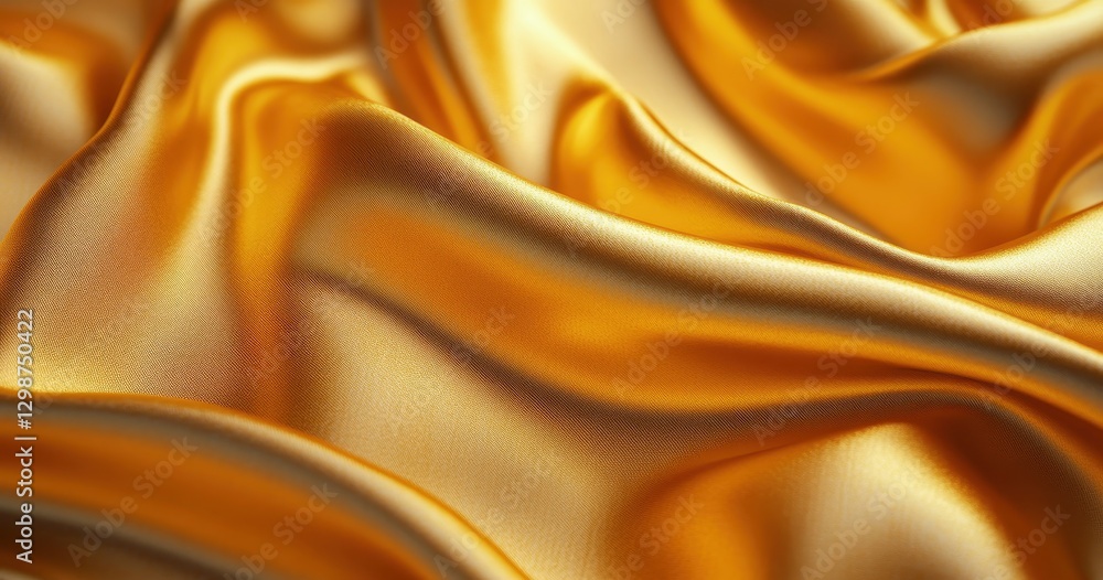 Poster luxurious golden satin fabric with smooth texture and elegant flow capturing the light and creating 