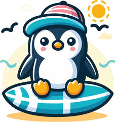 Fototapeta premium surfing penguin vector silhouette