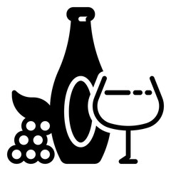 Wine icon, glyph icon style