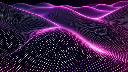 Abstract Purple Pink Digital Wave Background Modern Futuristic Technology Design Elegant Particle Flow Glowing Dots Illuminated Gradient Smooth       