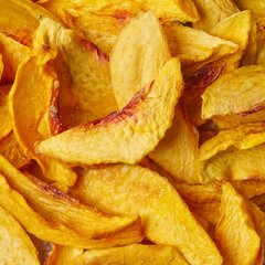 Dried fruit date detail peach on the table up view.