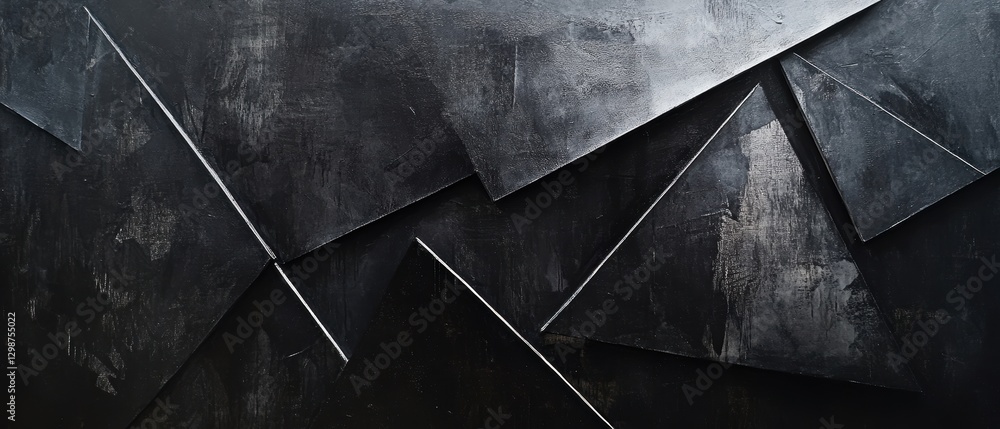 Aufkleber abstract geometric pattern texture black metal background with angular shapes and metallic lines for