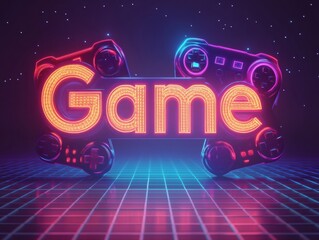 Colorful neon game controllers creating a vibrant digital gaming atmosphere