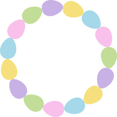 Spring Easter egg wreath flat vector illustration. 
Colorful Easter Egg Circle Decoration design isolated.
Easter Eggs in Circular Arrangement.
Good for greeting card,poster, banner, leaflet.

