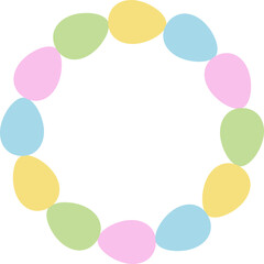 Spring Easter egg wreath flat vector illustration. 
Colorful Easter Egg Circle Decoration design isolated.
Easter Eggs in Circular Arrangement.
Good for greeting card,poster, banner, leaflet.
