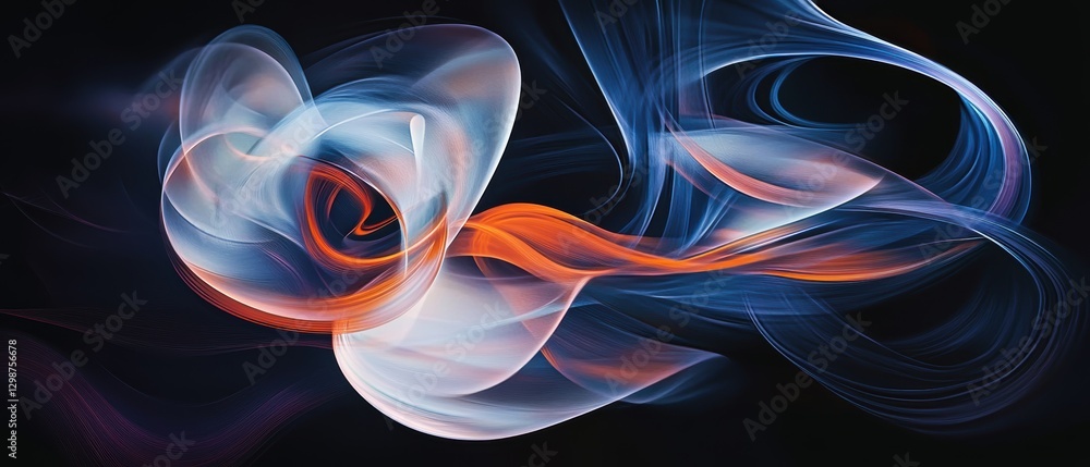 Poster abstract colorful light waves creating a dynamic visual effect in vibrant shades of blue, orange, an