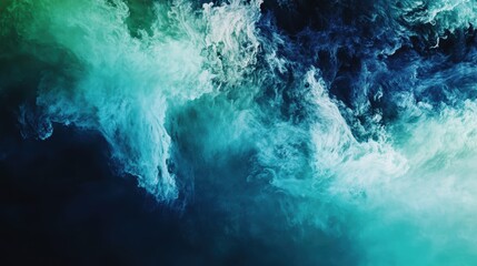 Obraz premium Abstract colorful smoke background in shades of green and blue for artistic designs, digital art, and visual effects. Perfect for creative projects.