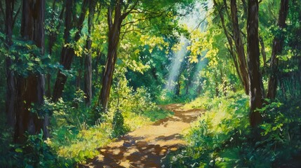 Obraz premium sunlit forest path