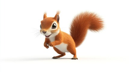Cute cartoon squirrel, posing against white background