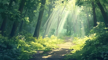 Obraz premium sunlit forest path