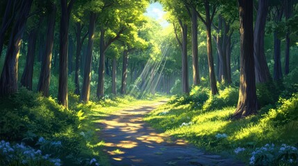 Obraz premium sunlit forest path