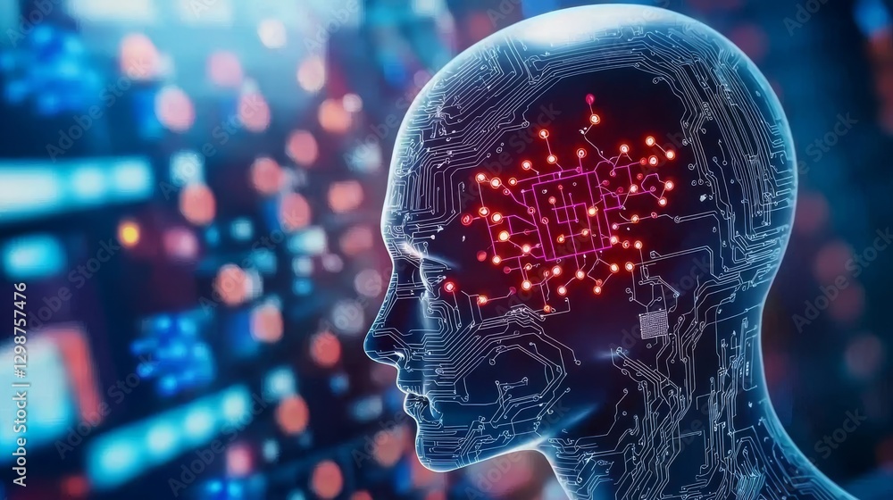 Poster artificial intelligence innovations human-machine interaction digital realm 3d visualization futuris