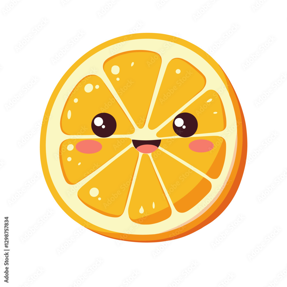 Poster a cheerful citrus illustration features a cute orange slice with a happy expression perfect for addi
