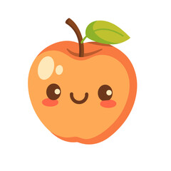 Obraz premium A cheerful cartoon-style apple illustration with a simple smiley face and bright colors Perfect for designs requiring a cute and friendly fruit