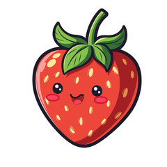 Fototapeta premium Delightful strawberry character with big eyes a happy smile and rosy cheeks Vector fruit design cute simple and playful