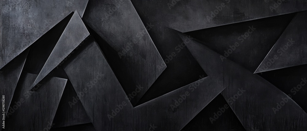 Poster abstract black geometric background with sharp angles and textured layers for modern design, wallpap
