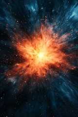 Fototapeta premium A vibrant cosmic explosion with shades of orange and blue representing stellar activity.