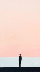 Fototapeta premium man ocean pastel horizon
