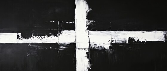 Fototapeta premium Abstract black and white canvas art creating a modern minimalistic design for home decor, office interior, or contemporary art enthusiasts.