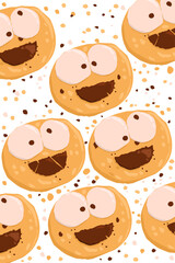 Obraz premium Delicious Cute cookies with eye and mouth on white background