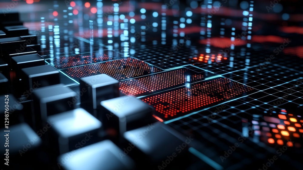 Aufkleber futuristic digital data network analysis cyber space visual art tech environment close-up view data 