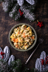 Traditional russian salad Olivier
