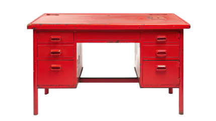 Red rustic business cabinet desk on transparent background
