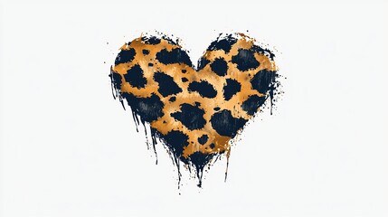 Leopard print heart design, white background, Valentine's Day, graphic design
