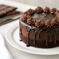 dessert - chocolate cake on a plate