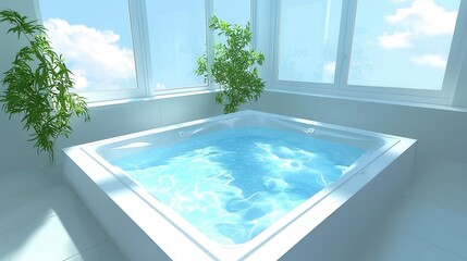 Fototapeta premium Modern Hot Tub with City View