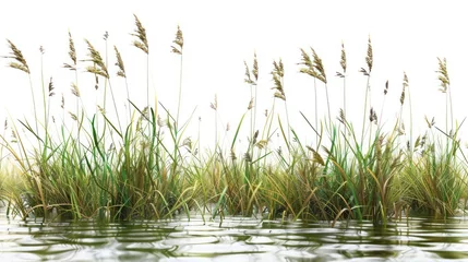 Serene marshland with tall reeds