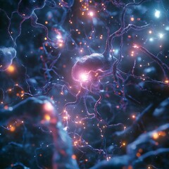 Glowing neural network: bioluminescent neurons firing with electric impulses