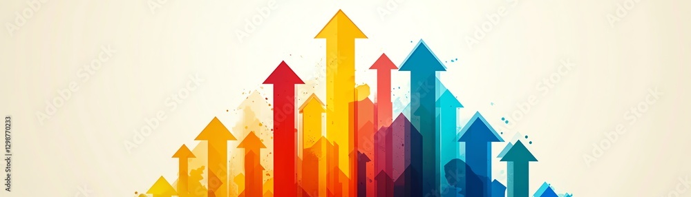 Poster abstract design featuring colorful arrows converging towards the center, symbolizing resource integr