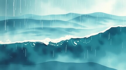 Rain Over Ocean Waves
