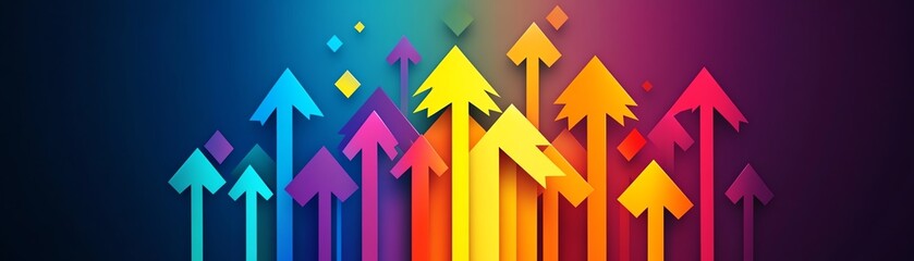 Abstract design featuring colorful arrows converging towards the center, symbolizing resource integration and business growth, perfect for professional web templates