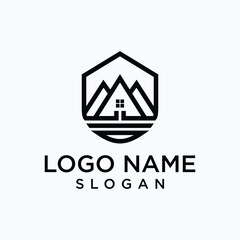 home mountain logo vector design