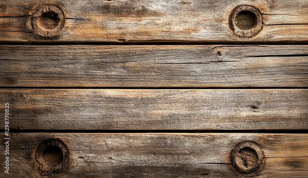 Poster rustic wooden planks with circular indents on a natural textured surface for design and background u