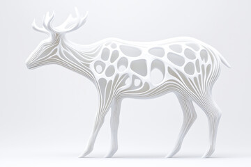 Obraz premium Stylized white deer sculpture with intricate organic patterns, symbolizing nature's beauty.