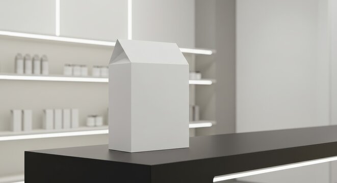 Blank White Carton Packaging Mockup on a Modern Countertop