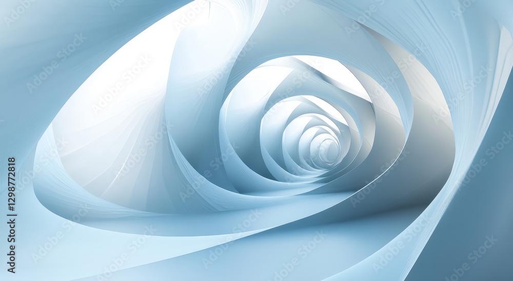 Poster serene abstract spiral in soft blue tones creating a tranquil and calming visual effect for modern d