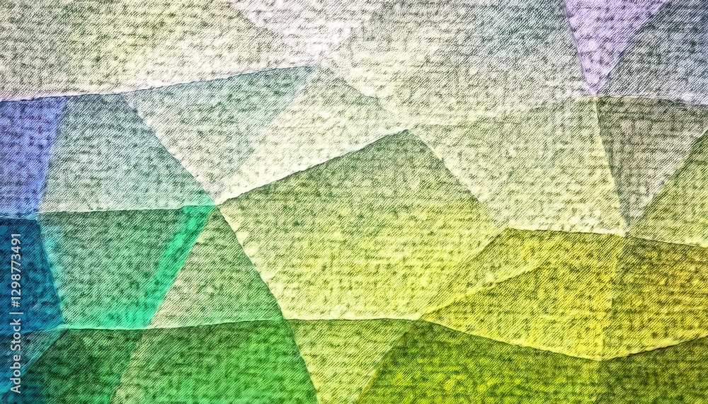 Poster textured polygonal abstract background with watercolor effect in green, yellow, and blue tones for g
