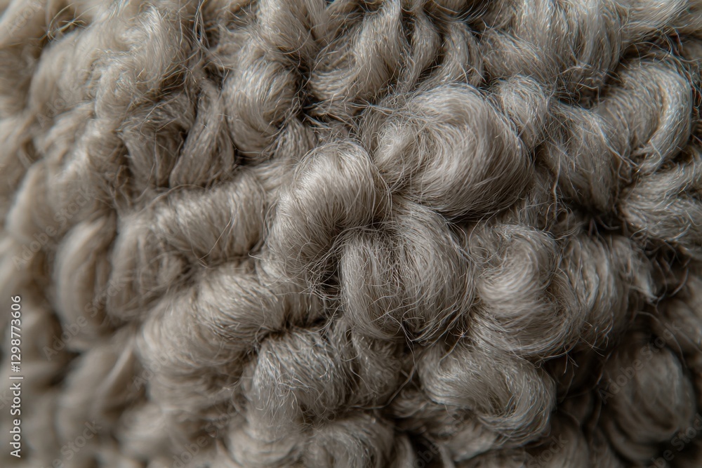 Poster a macro shot of a textured gray wool surface, revealing the intricate details and the softness of th
