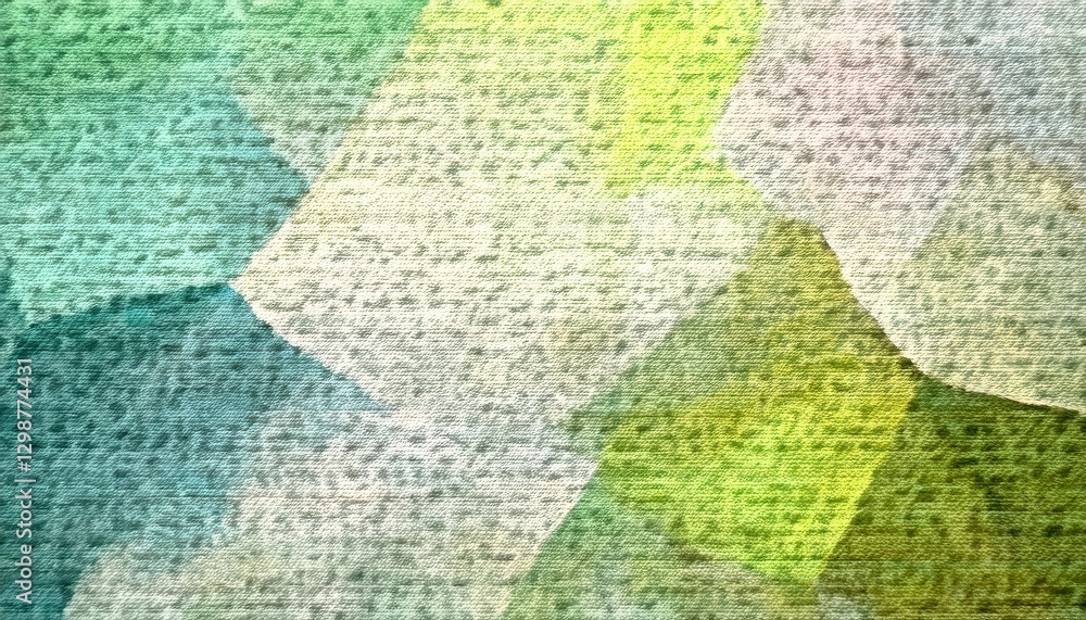 Poster textured polygonal abstract background with watercolor effect in green, yellow, and blue tones for g