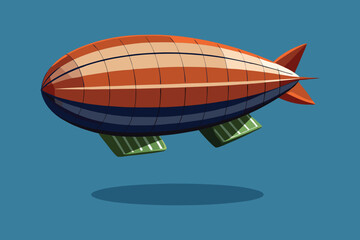 a vector illustration of blimp airship transport on white background