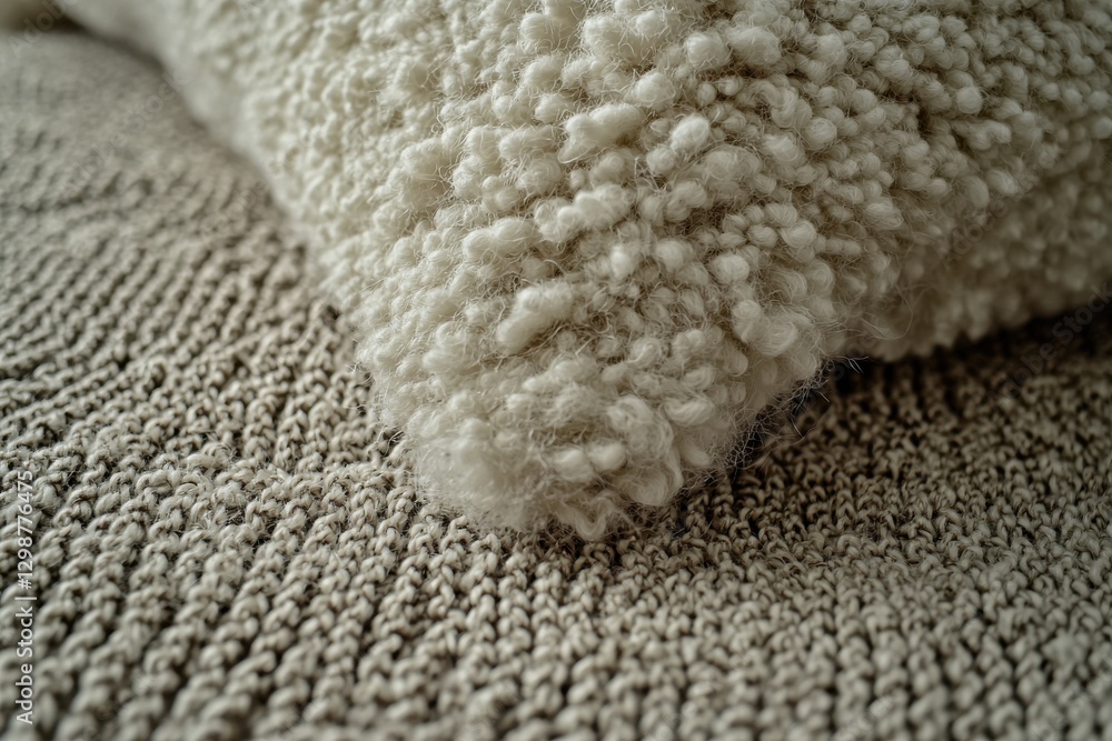 Aufkleber a detailed macro shot of a textured pillow resting on a woven surface, showcasing the interplay of d