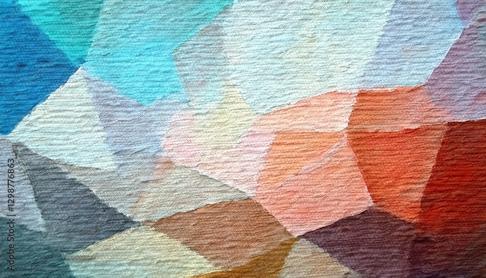 Aufkleber textured polygonal abstract background with soft pastel and vibrant hues, resembling a painted fabri