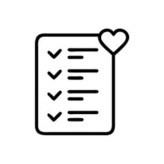 Checklist with heart symbol expressing care in planning, organization