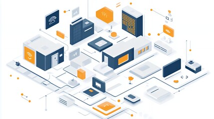 Obraz premium Modern smart home technology in an abstract digital illustration.