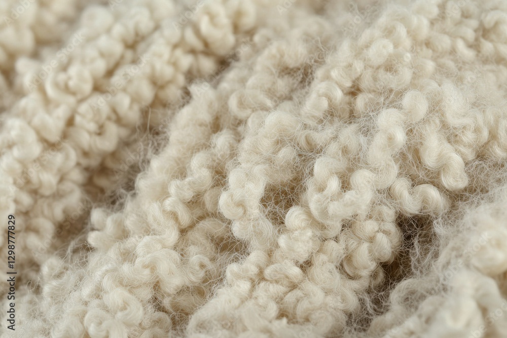 Aufkleber a detailed close-up of fluffy white sheep's wool, showcasing its soft and curly texture, creating a 
